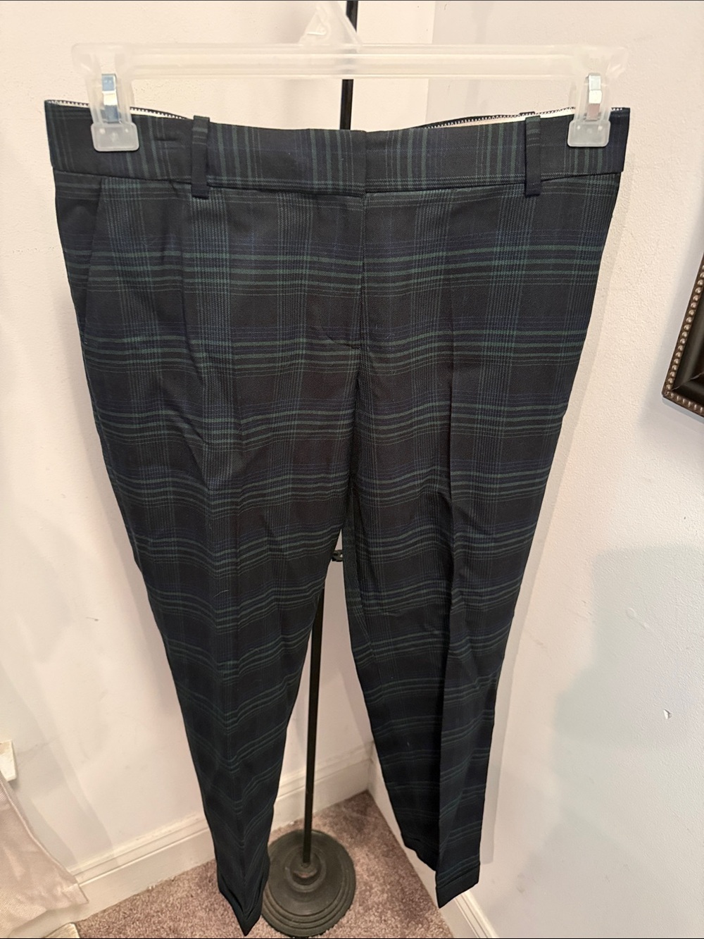 J Crew trousers plaid Navy & Green size 4
